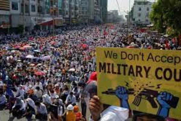 Protes Anti Kudeta Myanmar Berlanjut Setelah Jatuh Dua Korban Jiwa