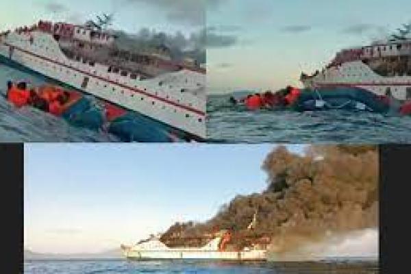 Kapal Penumpang Karya Indah  Terbakar di Maluku