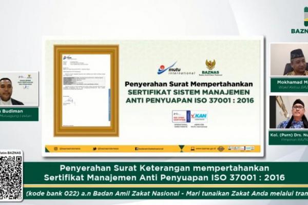 Terapkan ISO Anti Suap, Baznas Kembali Sabet Sertifikasi Manajemen Anti Penyuapan