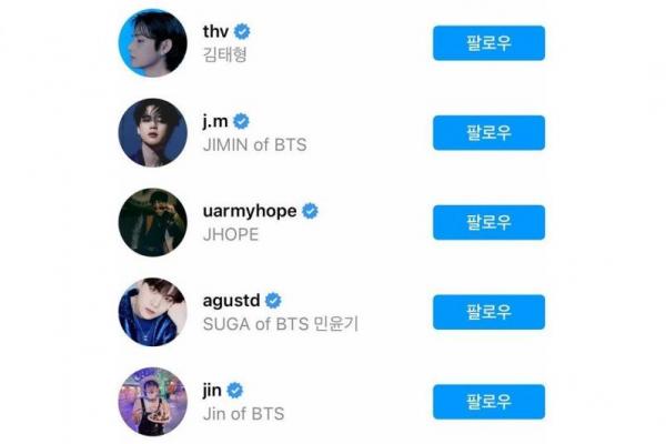 Personel BTS Telah membuat Akun Instagram Pribadi