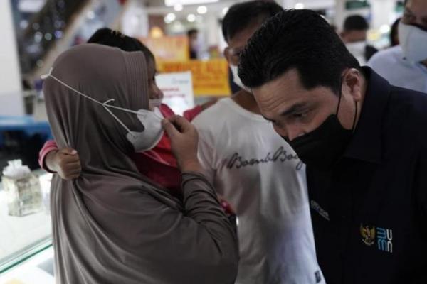 Temui Pedagang di Bekasi, Erick: Jaga Prokes, Vaksin dan Tetap Optimistis