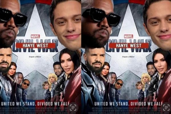 Kanye West Bikin Poster Civil War ala Marvel, Kim Kardashian hingga Taylor Swift Jadi Kubu Lawan