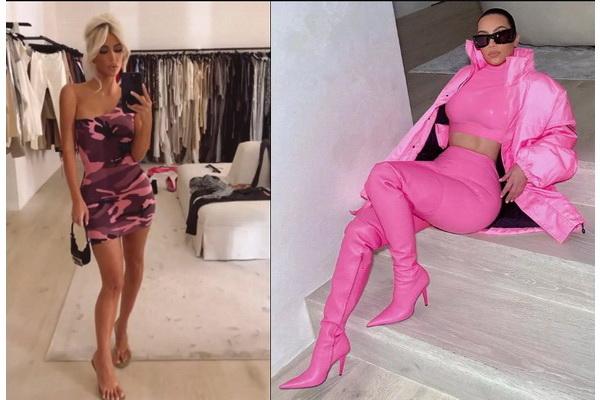 Kim Kardashian Dandan ala Barbie dengan Gaun Mini One-Shoulder Pink Balenciaga