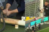 Hull City Menggergaji Gawang Sebelum Kick Off Karena Terlalu Besar 
