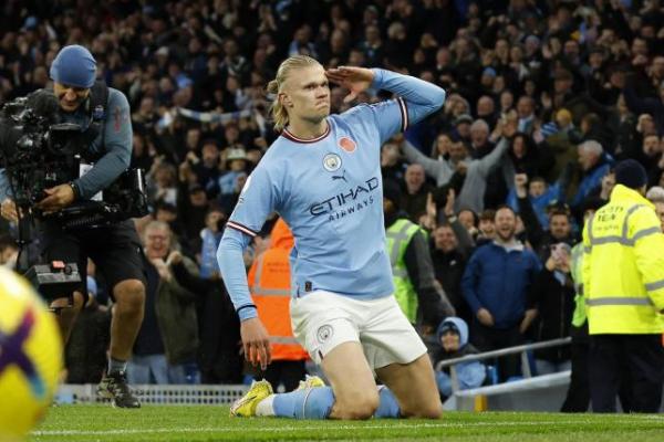 Stiker Manchester City, Erling Haaland menjadi salah satu pemain debutan paling gacor dan tak membutuhkan waktu lama untuk beradaptasi di musim pertamanya bersama City (foto: eurosport.co.uk) 