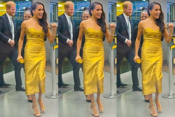 Terima Penghargaan, Meghan Markle Berkilau dengan Gaun Strapless Emas