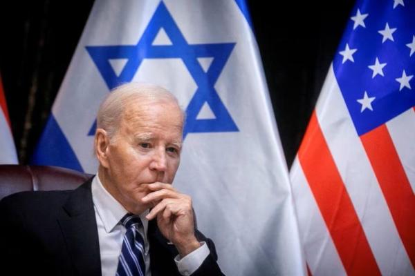 Presiden AS Joe Biden saat pertemuan dengan Perdana Menteri Israel Benjamin Netanyahu i Tel Aviv, Israel, Rabu, 18 Oktober 2023. Foto via Reuters 