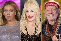 Beyonce; Dolly Parton; Willy Nelson. (FOTO:KEVIN MAZUR/WIREIMAGE; JASON KEMPIN/GETTY; SUZANNE CORDEIRO/AFP MELALUI GETTY)