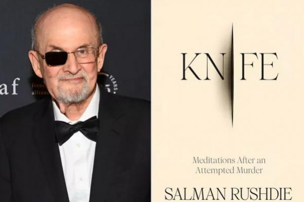 Salman Rushdie dan buku terbarunya, Knife: Meditations After an Attempted Murder. (FOTO : REUTERS) 