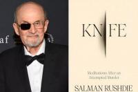 Salman Rushdie dan buku terbarunya, Knife: Meditations After an Attempted Murder. (FOTO : REUTERS)