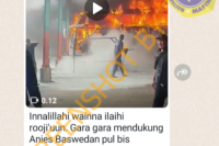 Hoaks! Pool Bus Budiman Dibakar Massa Akibat Dukung Anies