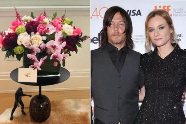 (Kiri) Diane Kruger memposting bunga Hari Ibu dari Aktor Norman Reedus (kanan). Norman Reedus dan Diane Kruger di Festival Film Internasional Toronto 2015 pada 16 September 2015 di Toronto, Kanada. (FOTO:DIANE KRUGER /INSTAGRAM; GEORGE PIMENTEL/WIREIMAGE) 