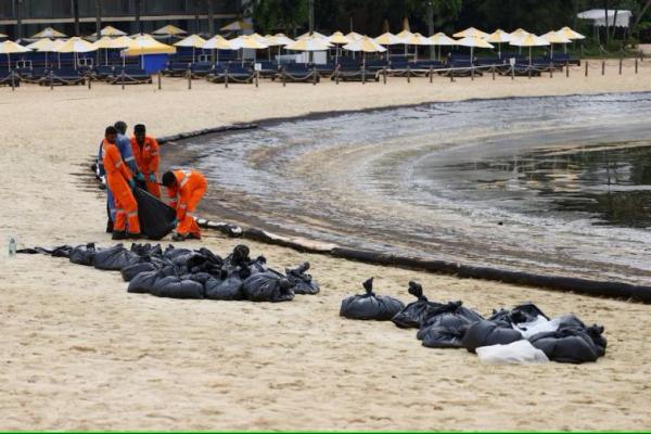 Singapura Intensifkan Pembersihan Tumpahan Minyak yang Menyebar di Sepanjang Pantai