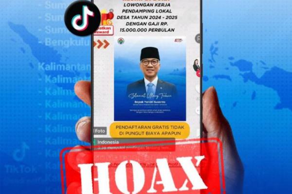Hoaks, Rekrutmen Pendamping Lokal Desa 2024-2025 Atasnamakan Kemendes PDT
