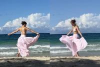 Berbikini Pink, Jennifer Lopez Merasa Bebas Bermain-main di Pantai