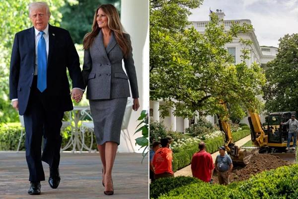 Donald Trump Mengaspal Rose Garden Gedung Putih Hasil Desain Ulang Melania Trump