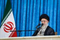 Pemimpin Tertinggi Iran Ayatollah Ali Khamenei berpidato selama peringatan 36 tahun kematian pemimpin Revolusi Islam Iran 1979, di Teheran selatan, Iran 4 Juni 2025. WANA via REUTERS