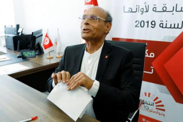 Mantan Presiden Tunisia Moncef Marzouki mengajukan pencalonannya untuk pemilihan presiden di Tunis, Tunisia, 7 Agustus 2019. REUTERS 