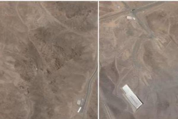 Gambar gabungan menunjukkan citra satelit di atas Fordow, sebelum dan sesudah AS menyerang fasilitas nuklir dekat Qom, Iran, 2 Juni 2025 dan 22 Juni 2025. Planet Labs PBC via REUTERS 
