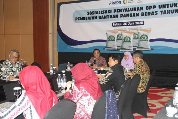 Sosialisasi rencana penyaluran bantuan pangan beras yang digelar secara hybrid pada Kamis (26/6/2025), (foto:NFA) 