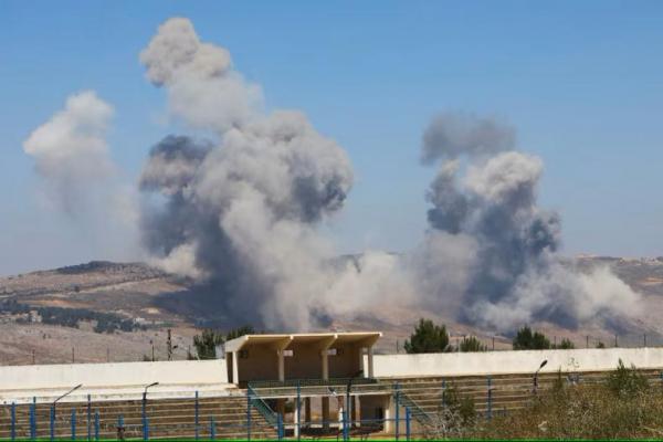 Asap mengepul dari distrik Nabatieh, menyusul serangan Israel, seperti yang terlihat dari Marjayoun, di Lebanon selatan, 27 Juni 2025. REUTERS 