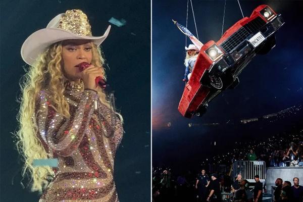 Beyonce mengalami kesalahan teknis di atas panggung di dalam mobil miring di konser Cowboy Carter, Houston. (FOTO: SHUTTERSTOCK) 