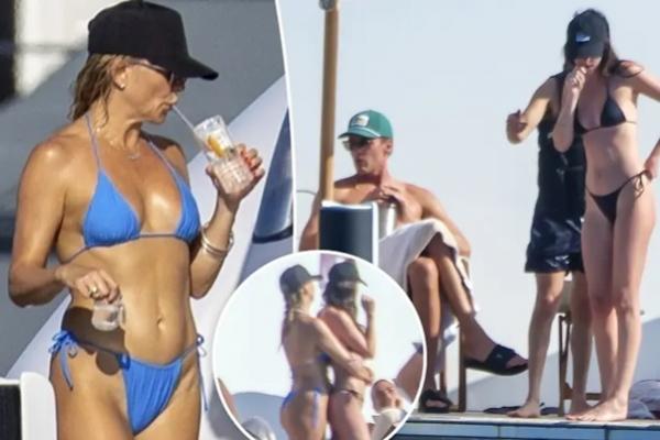 Tom Brady terlihat berjemur bersama bintang berbikini Dakota Johnson dan Kate Hudson. (FOTO: BACKGRID) 