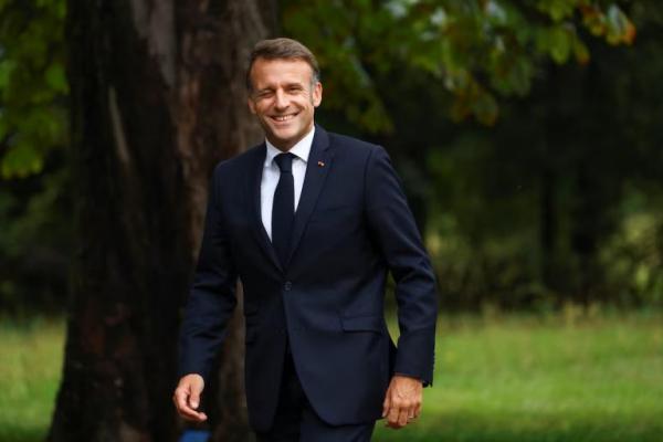 Presiden Prancis Emmanuel Macron tiba untuk pembicaraan bilateral dengan Kanselir Jerman Friedrich Merz, di Villa Borsig, Berlin, Jerman, 23 Juli 2025. REUTERS 