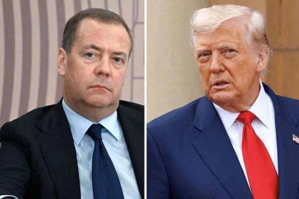 Foto gabungan Dmitry Medvedev dan Presiden AS Donald Trump. Foto: Sputnik dan REUTERS 