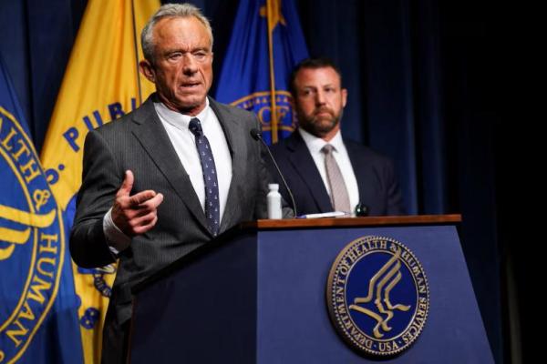 Menteri Kesehatan dan Layanan Kemanusiaan AS Robert F. Kennedy, Jr., berbicara dalam konferensi pers di Washington, 29 Juli 2025. REUTERS 