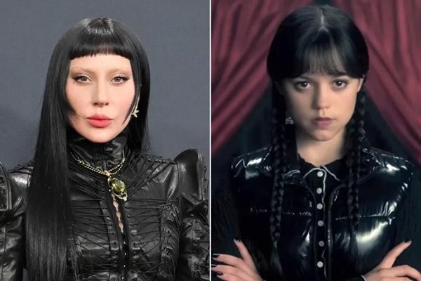 Lady Gaga menghadiri GRAMMY Awards ke-67; Jenna Ortega sebagai Wednesday Addams di Wednesday. (FOTO: FILM MAGIC/NETFLIX) 