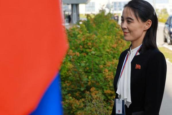 Kim Yo Jong, adik perempuan pemimpin Korea Utara Kim Jong Un, tiba di Kosmodrom Vostochny di wilayah Amur timur jauh, Rusia, 13 September 2023. Sputnik 