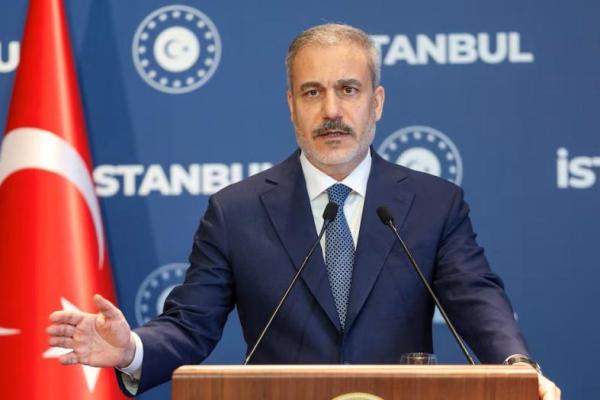 Menteri Luar Negeri Turki, Hakan Fidan, berbicara dalam konferensi pers di Istanbul, Turki, 26 Juli 2025. REUTERS 