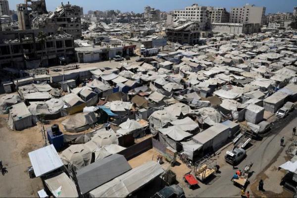 Tampak tenda-tenda yang melindungi warga Palestina yang mengungsi akibat serangan militer Israel di Kota Gaza, 23 Agustus 2025. REUTERS 