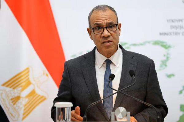 Menteri Luar Negeri Mesir Badr Abdelatty berbicara dalam konferensi pers di Kementerian Luar Negeri di Nicosia, Siprus, 5 September 2025. REUTERS 