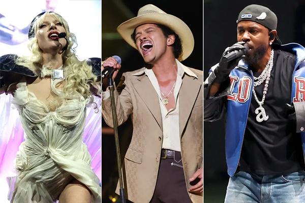 Lady Gaga, Bruno Mars, dan Kendrick Lamar semuanya masuk nominasi untuk sejumlah trofi di MTV Video Music Awards 2025. (FOTO: GETTY IMAGE) 