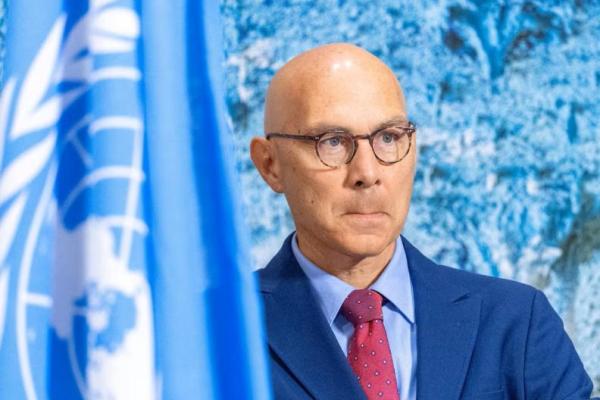 Volker Turk, Komisaris Tinggi Perserikatan Bangsa-Bangsa untuk Hak Asasi Manusia, menghadiri Dewan Hak Asasi Manusia di markas besar PBB untuk Eropa di Jenewa, Swiss, 8 September 2025. REUTERS 