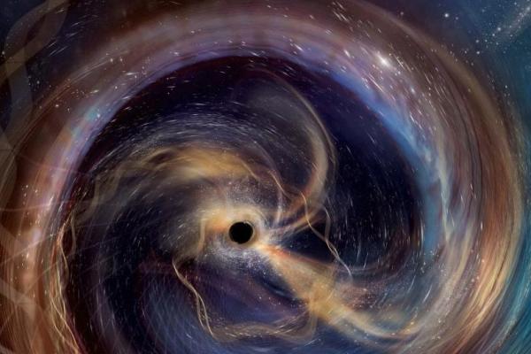 Gambaran artistik ini menunjukkan peristiwa-peristiwa yang terjadi tepat sebelum tabrakan dahsyat antara dua lubang hitam, yang dirilis pada 9 September 2025. Foto via REUTERS 