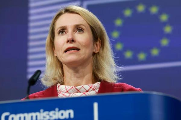 Perwakilan Tinggi Komisi Eropa untuk Urusan Luar Negeri Kaja Kallas mempresentasikan perjanjian perdagangan, di Brussels, Belgia, 3 September 2025. REUTERS 