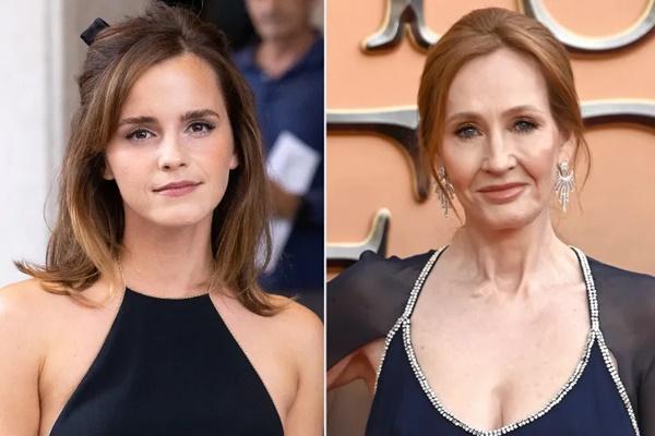 Emma Watson pada 21 September 2023; JK Rowling pada 29 Maret 2022. (FOTO: GC/GETTY IMAGE) 