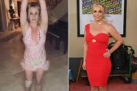 Britney Spears baru-baru ini membuat video Instagram dengan lutut yang cedera, dan pada tahun 2019 di pemutaran perdana film. (FOTO: INSTAGRAM/FILMMAGIC)