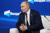 Presiden Rusia Vladimir Putin menghadiri konferensi internasional tahunan Klub Diskusi Valdai di Sochi, Rusia, 2 Oktober 2025. Sputnik via REUTERS