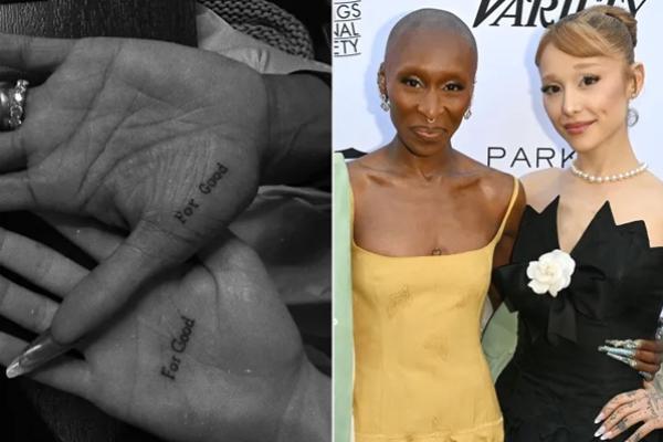 Tato yang serasi antara Ariana Grande dan Cynthia Erivo; Cynthia Erivo dan Ariana Grande. (FOTO: INSTAGRAM. YOUTUBE) 