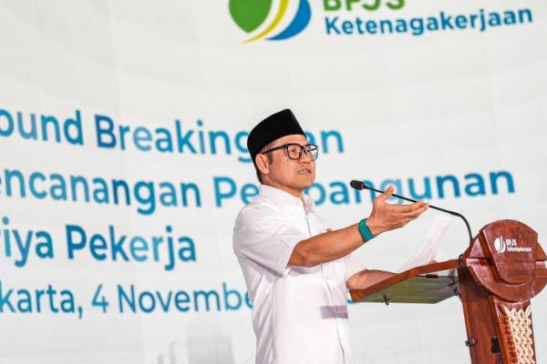 Menteri Koordinator Bidang Pemberdayaan Masyarakat (Menko PM) Abdul Muhaimin Iskandar dalam kegiatan Groundbreaking dan Pencanangan Pembangunan Griya Pekerja (Foto: Humas Kemenko PM) 