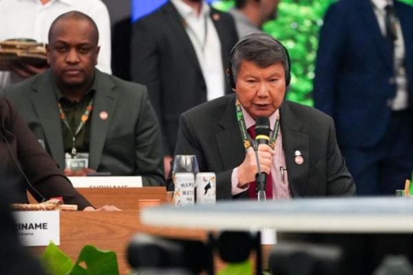 Utusan Khusus Presiden Bidang Energi dan Perubahan Iklim Hashim Djojohadikusumo di Belem Leader Summit, Brasil, Kamis (6/11/2025). Foto: antara 
