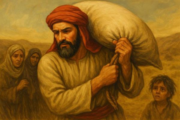 Ilustrasi - Kisah Sahabat Rasulullah Pikul Karung Gandum untuk Korban Bencana Kelaparan (Foto: Ist) 