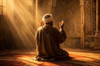 Ilustrasi - Nabi Zakaria sedang berdoa kepada Allah SWT (Foto: AI)