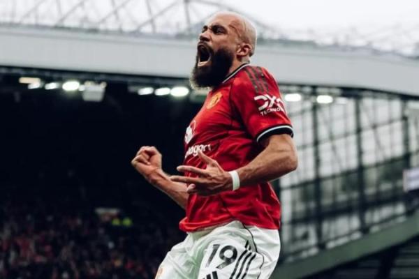 Penyerang Manchester United, Bryan Mbeumo berselebrasi setelah mencetak gol ke gawang Manchester City (Foto: Instagram/@manutd) 