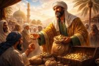 Sosok Utsman bin Affan RA, sahabat Nabi yang terkenal paling dermawan (Foto: Iustrasi AI)