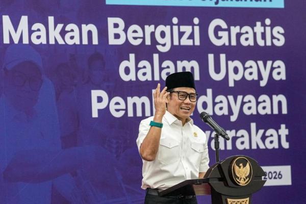 Menko PM Abdul Muhaimin Iskandar dalam kegiatan `Satu Tahun Perjalanan Makan Bergizi Gratis dalam Upaya Pemberdayaan Masyarakat` di Kantor Kemenko Pemberdayaan Masyarakat (Foto: Humas Kemenko PM) 